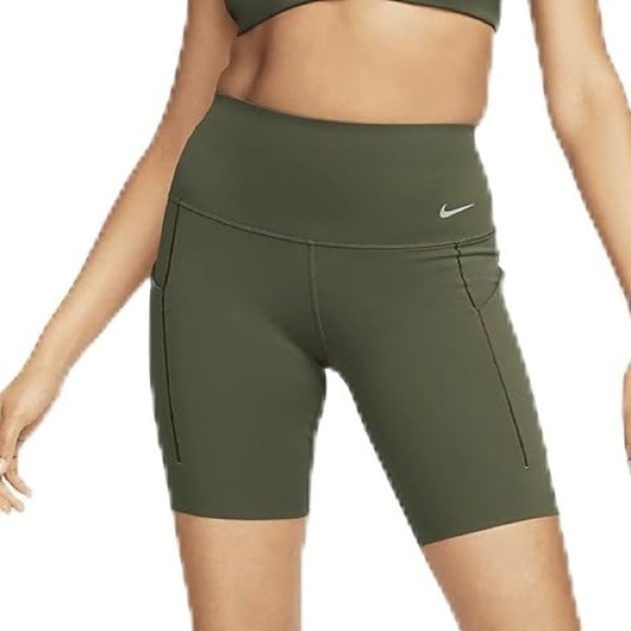 NWT Nike Universa Women’s High Rise 8” Shorts in Cargo Khaki in size Small - Picture 1 of 9